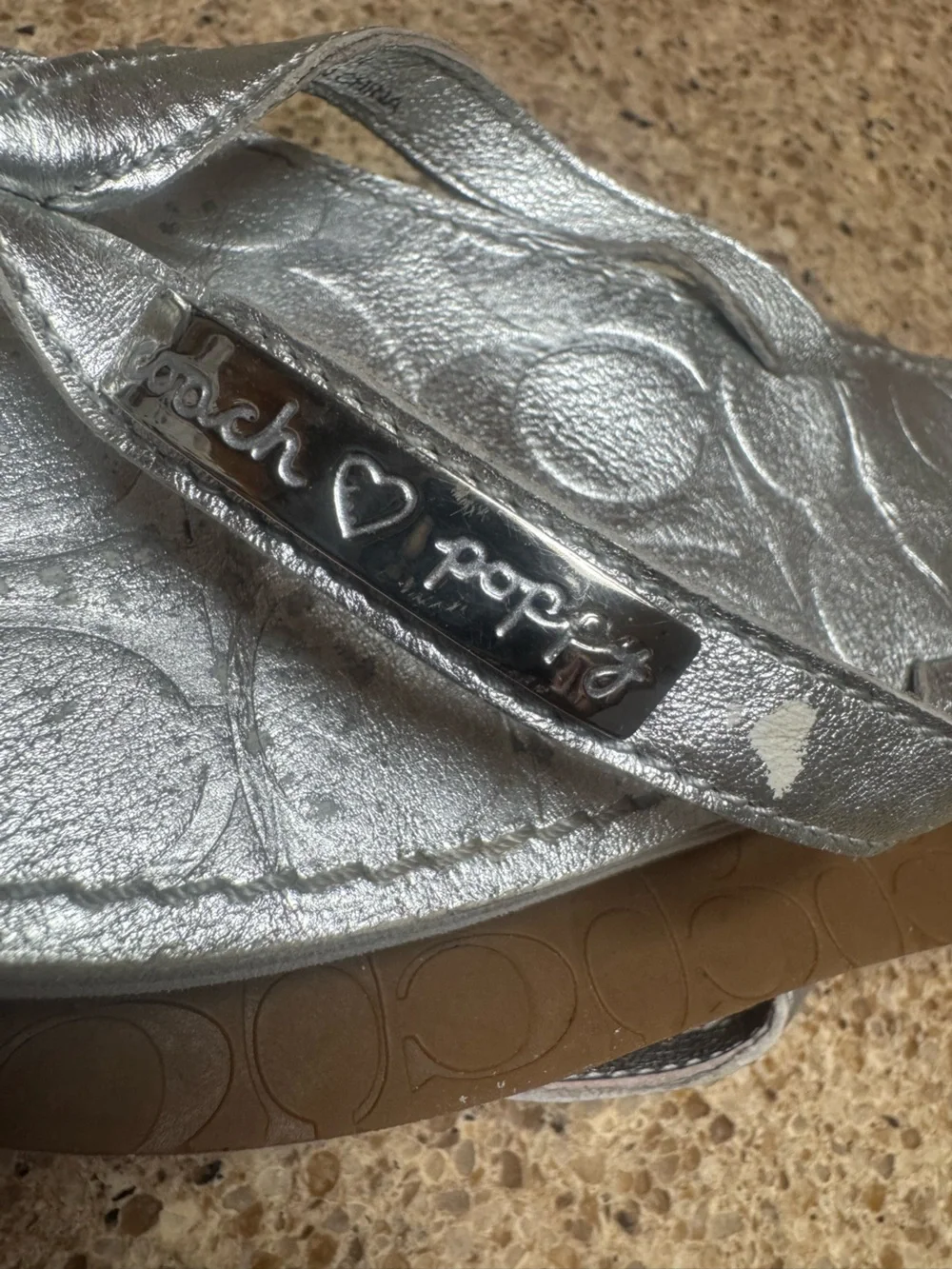 Coach Poppy Silver Women's Flip Flop Sandals - Metallic Casual Summer Slides